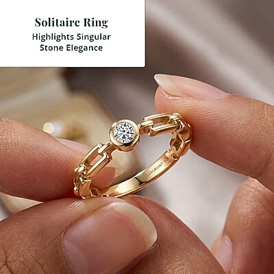 Luxuriant Lab Grown Diamond G-H SI 0.15 ctw Ring in 18K Vermeil Yellow Gold Over Sterling Silver (Size  10.0)