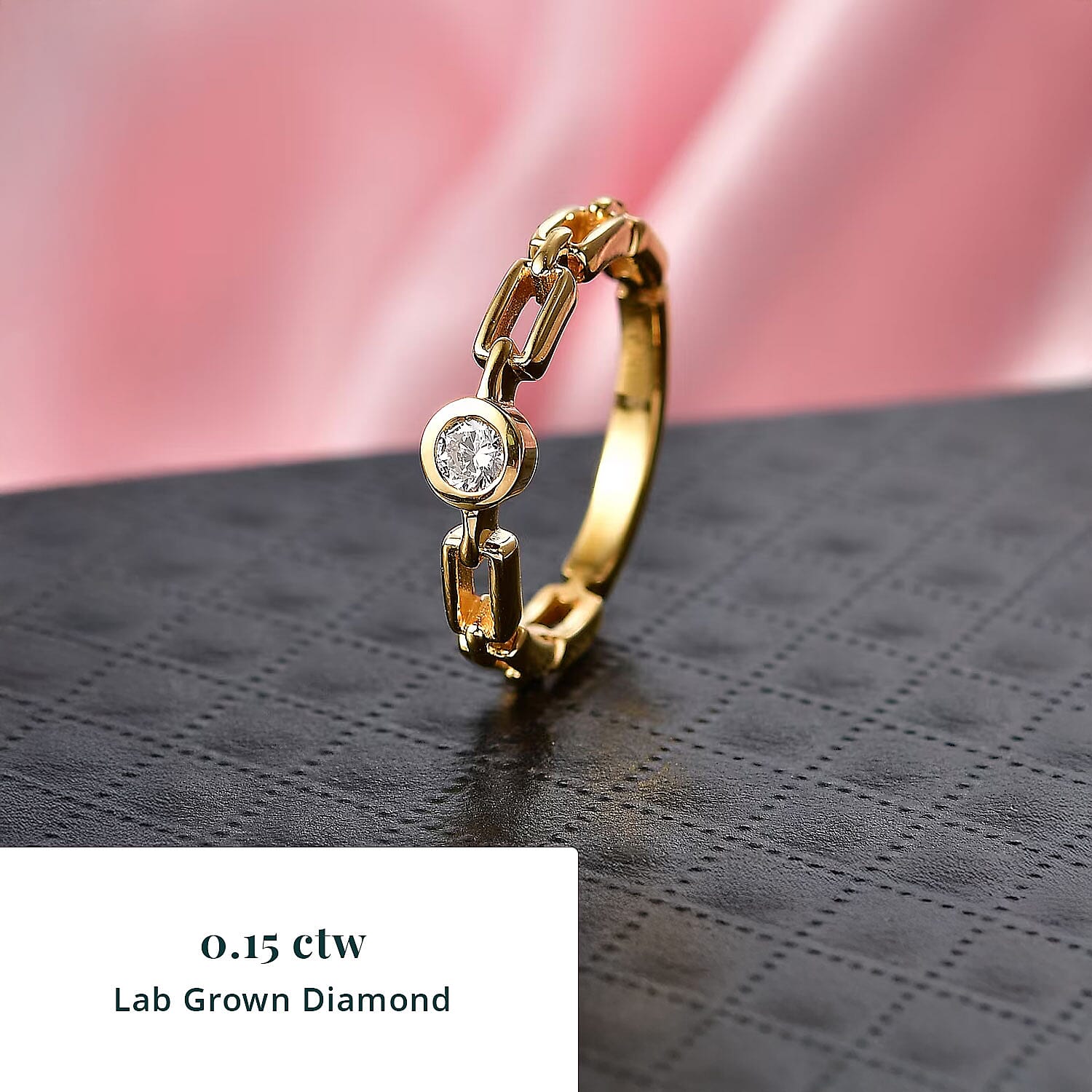 Luxuriant Lab Grown Diamond G-H SI 0.15 ctw Ring in 18K Vermeil Yellow Gold Over Sterling Silver (Size   5.0)