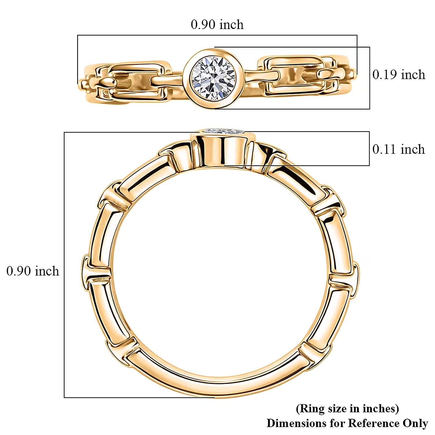 Luxuriant Lab Grown Diamond G-H SI 0.15 ctw Ring in 18K Vermeil Yellow Gold Over Sterling Silver (Size   5.0)