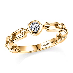 Luxuriant Lab Grown Diamond G-H SI 0.15 ctw Ring in 18K Vermeil Yellow Gold Over Sterling Silver (Size  7.0) (Del. In 10-12 Days)