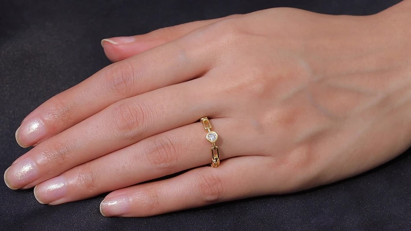 Luxuriant Lab Grown Diamond (G-H, SI) Ring in 18K Vermeil YG Over Sterling Silver (Size 10.0) 0.15 ctw