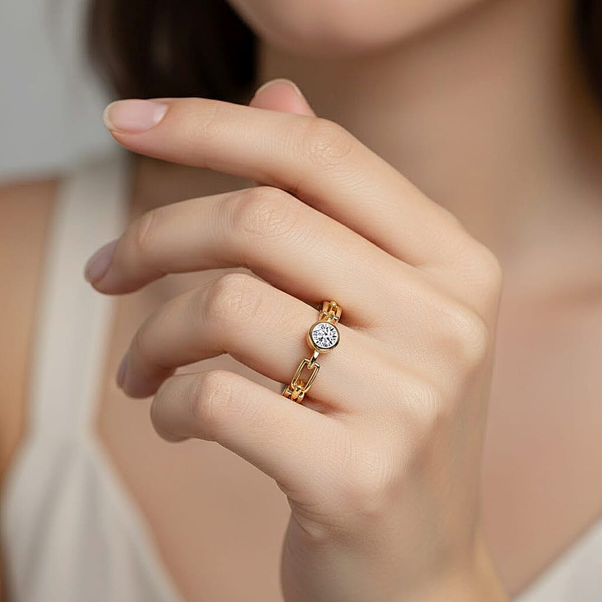 Luxuriant Lab Grown Diamond G-H SI 0.15 ctw Ring in 18K Vermeil Yellow Gold Over Sterling Silver (Size  7.0) (Del. In 10-12 Days) image number 2