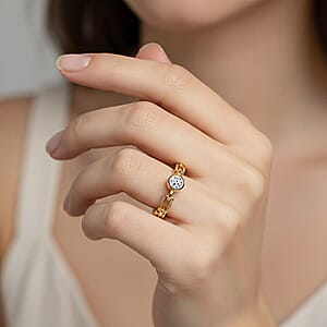 Luxuriant Lab Grown Diamond G-H SI 0.15 ctw Ring in 18K Vermeil Yellow Gold Over Sterling Silver (Size  7.0) (Del. In 10-12 Days)