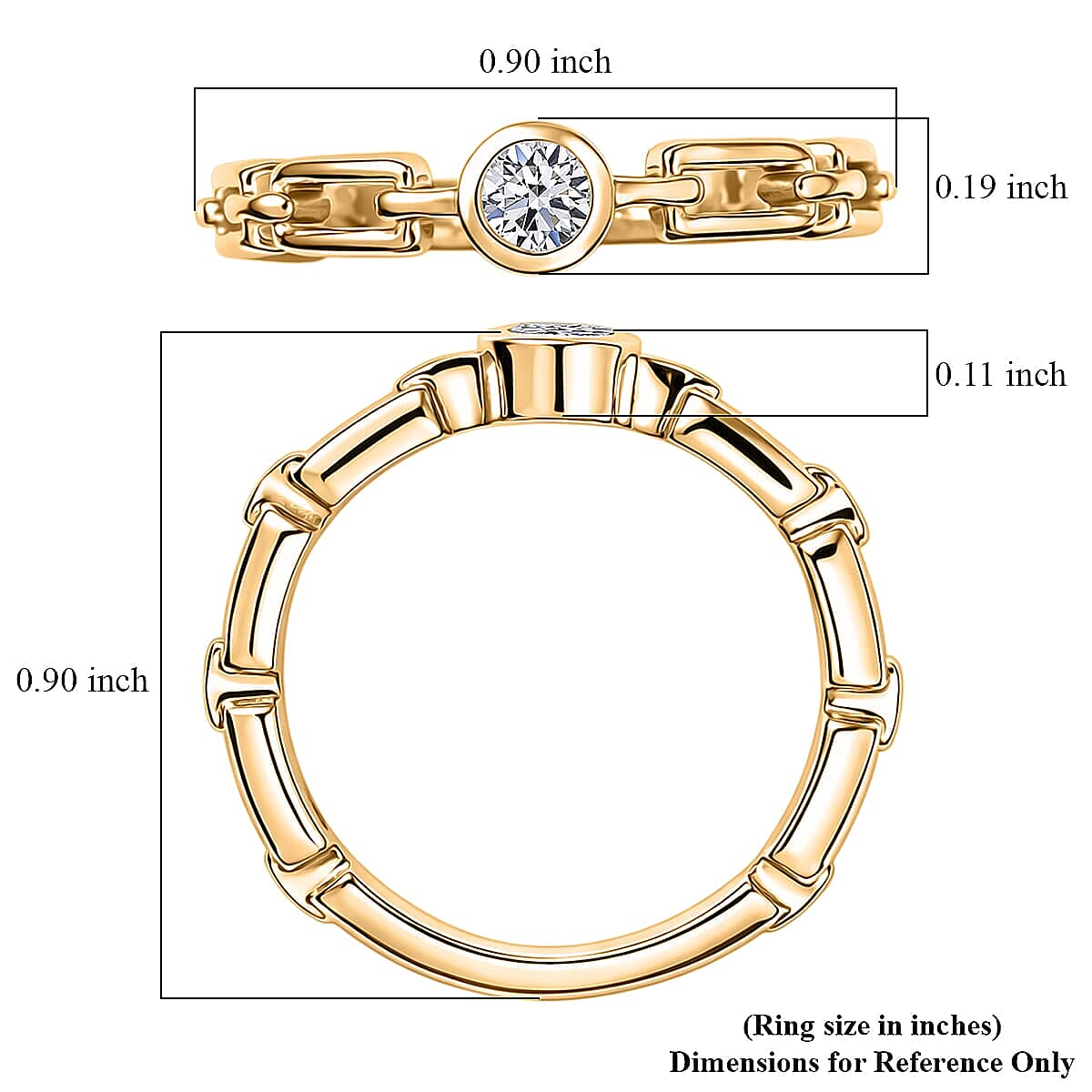 Luxuriant Lab Grown Diamond G-H SI 0.15 ctw Ring in 18K Vermeil Yellow Gold Over Sterling Silver (Size  7.0) (Del. In 10-12 Days) image number 5