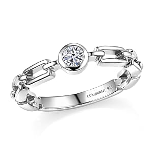 Luxuriant Lab Grown Diamond G-H SI 0.15 ctw Ring in Rhodium Over Sterling Silver (Size  7.0) (Del. In 10-12 Days)