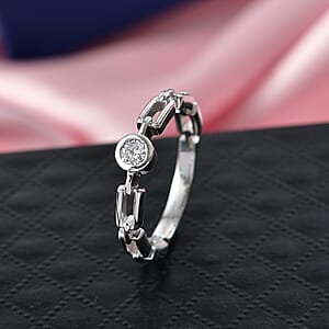 Luxuriant Lab Grown Diamond G-H SI 0.15 ctw Ring in Rhodium Over Sterling Silver (Size  7.0) (Del. In 10-12 Days)