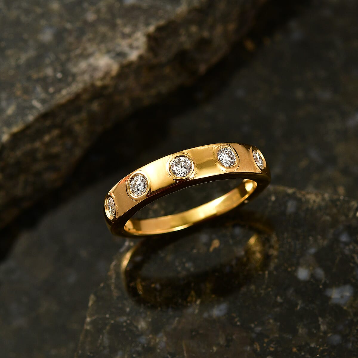 Luxuriant Lab Grown Diamond (G-H, SI) Ring in 18K Vermeil YG Over Sterling Silver (Size 10.0) 0.35 ctw image number 1