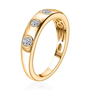 Luxuriant Lab Grown Diamond (G-H, SI) Ring in 18K Vermeil YG Over Sterling Silver (Size 10.0) 0.35 ctw