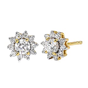 Luxuriant Lab Grown Diamond G-H SI 0.90 ctw Floral Earrings in 18K Vermeil Yellow Gold Over Sterling Silver (Del. In 10-12 Days)