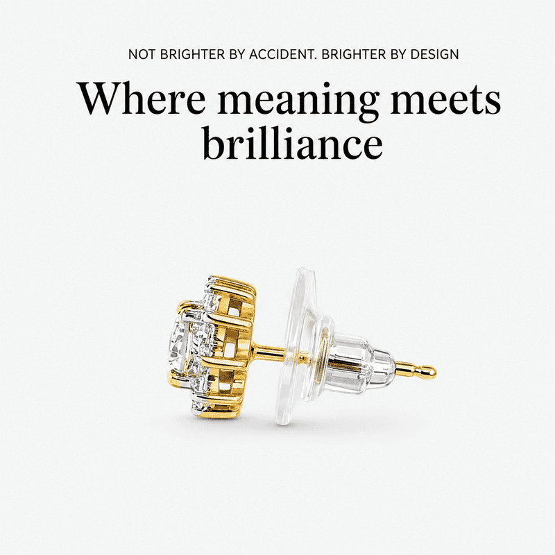 Luxuriant Lab Grown Diamond G-H SI 0.90 ctw Floral Earrings in 18K Vermeil Yellow Gold Over Sterling Silver