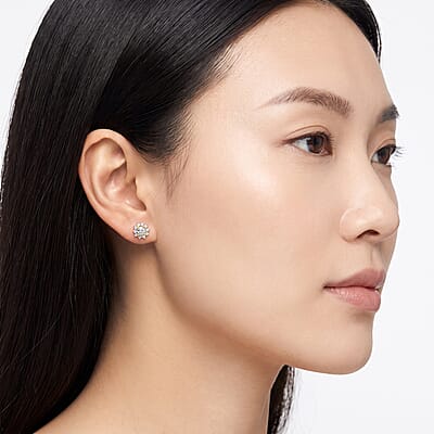 Luxuriant Lab Grown Diamond G-H SI 0.90 ctw Floral Earrings in 18K Vermeil Yellow Gold Over Sterling Silver