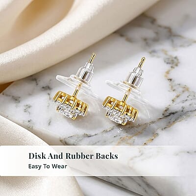 Luxuriant Lab Grown Diamond G-H SI 0.90 ctw Floral Earrings in 18K Vermeil Yellow Gold Over Sterling Silver