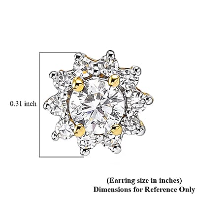 Luxuriant Lab Grown Diamond G-H SI 0.90 ctw Floral Earrings in 18K Vermeil Yellow Gold Over Sterling Silver