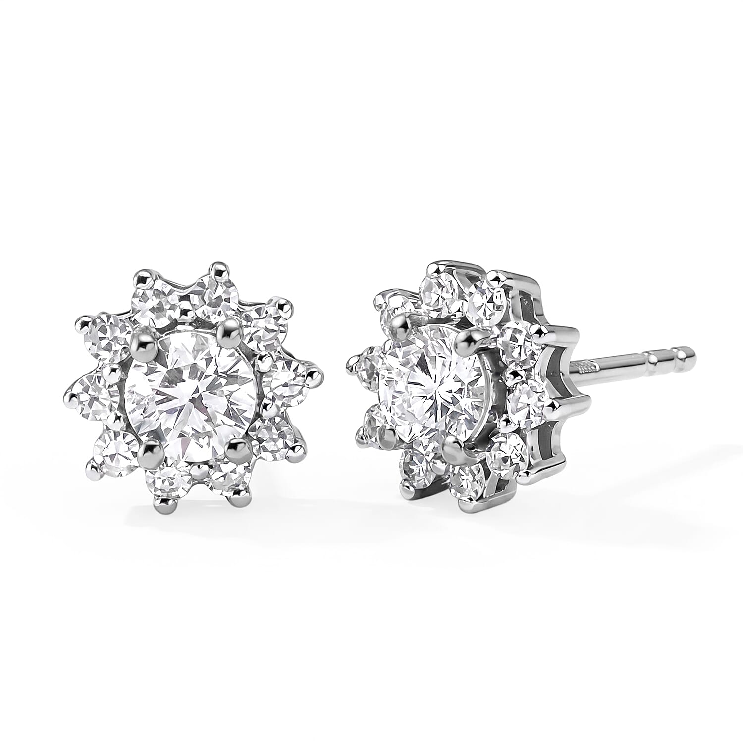 Luxuriant Lab Grown Diamond (G-H, SI) Floral Earrings in 18K Vermeil YG Over Sterling Silver 0.90 ctw