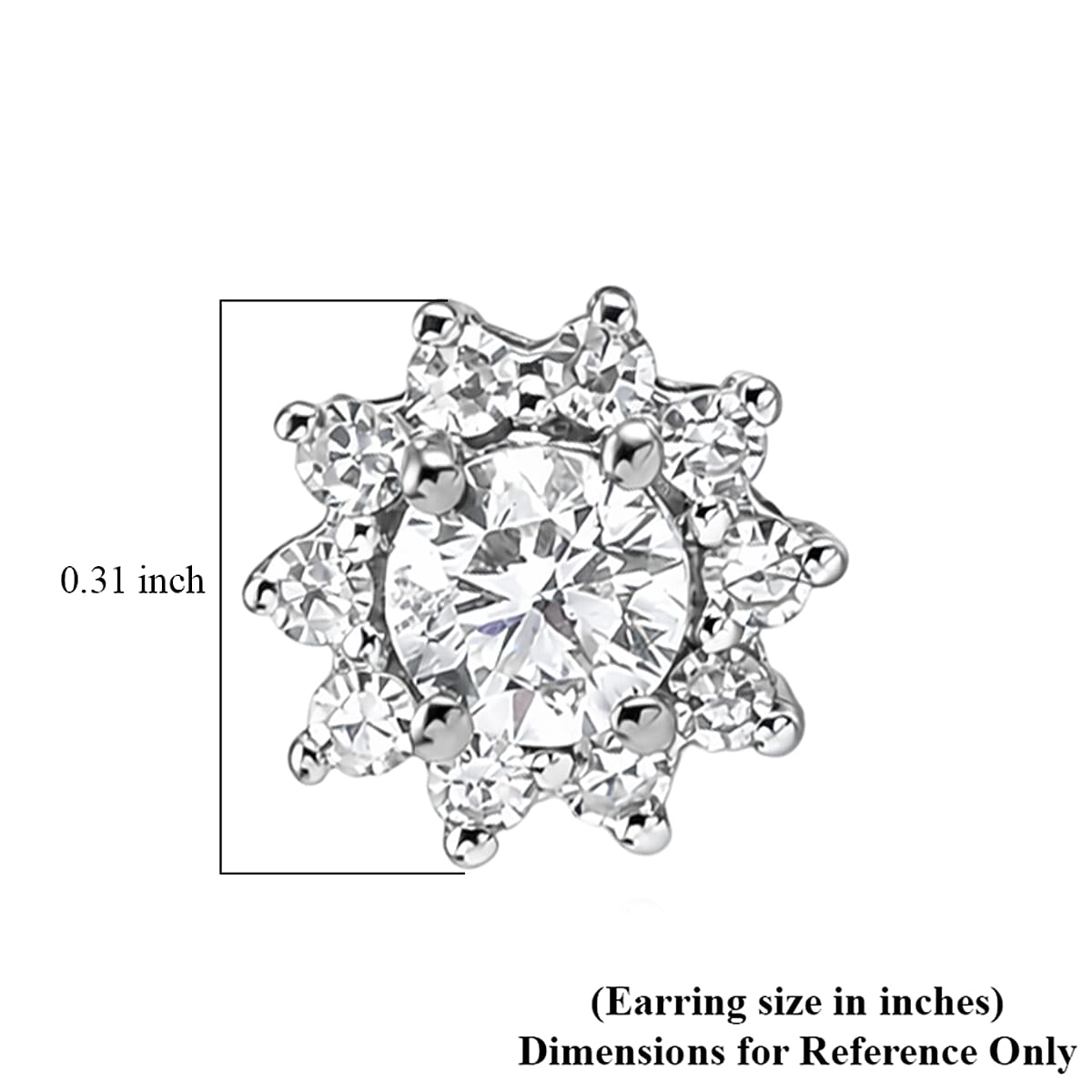 Luxuriant Lab Grown Diamond G-H SI 0.90 ctw Floral Earrings in Rhodium Over Sterling Silver (Del. In 10-12 Days) image number 4