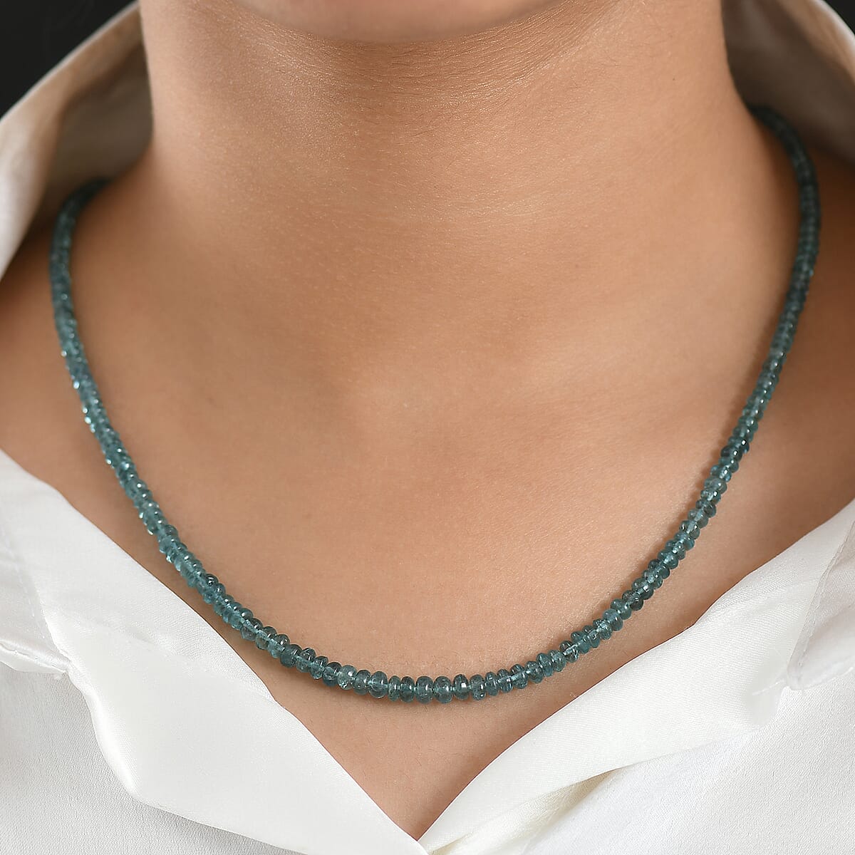 Luxoro 14K Yellow Gold  AAA   Lagoon Tourmaline  Beads Necklace (Size - 18) 51.00 ctw image number 2