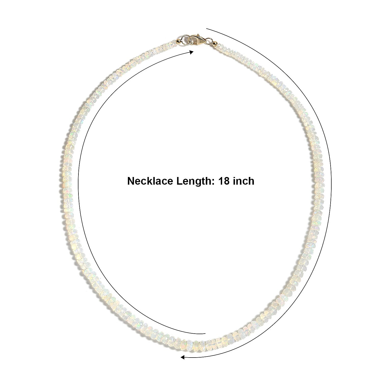 Certified & Appraised Luxoro AAA Ethiopian Welo Opal 55.00 ctw Beaded Necklace in 10K Yellow Gold (18 Inches)