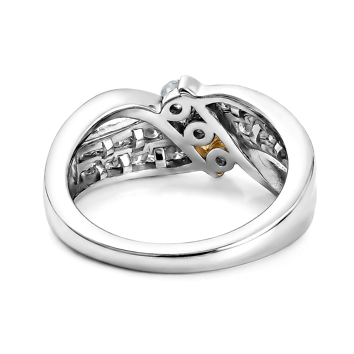 Luxuriant Lab Grown Diamond G-H SI 0.75 ctw Ring in 18K Vermeil YG and Rhodium Over Sterling Silver (Size  5.0)  (Del. In 10-12 Days) image number 4