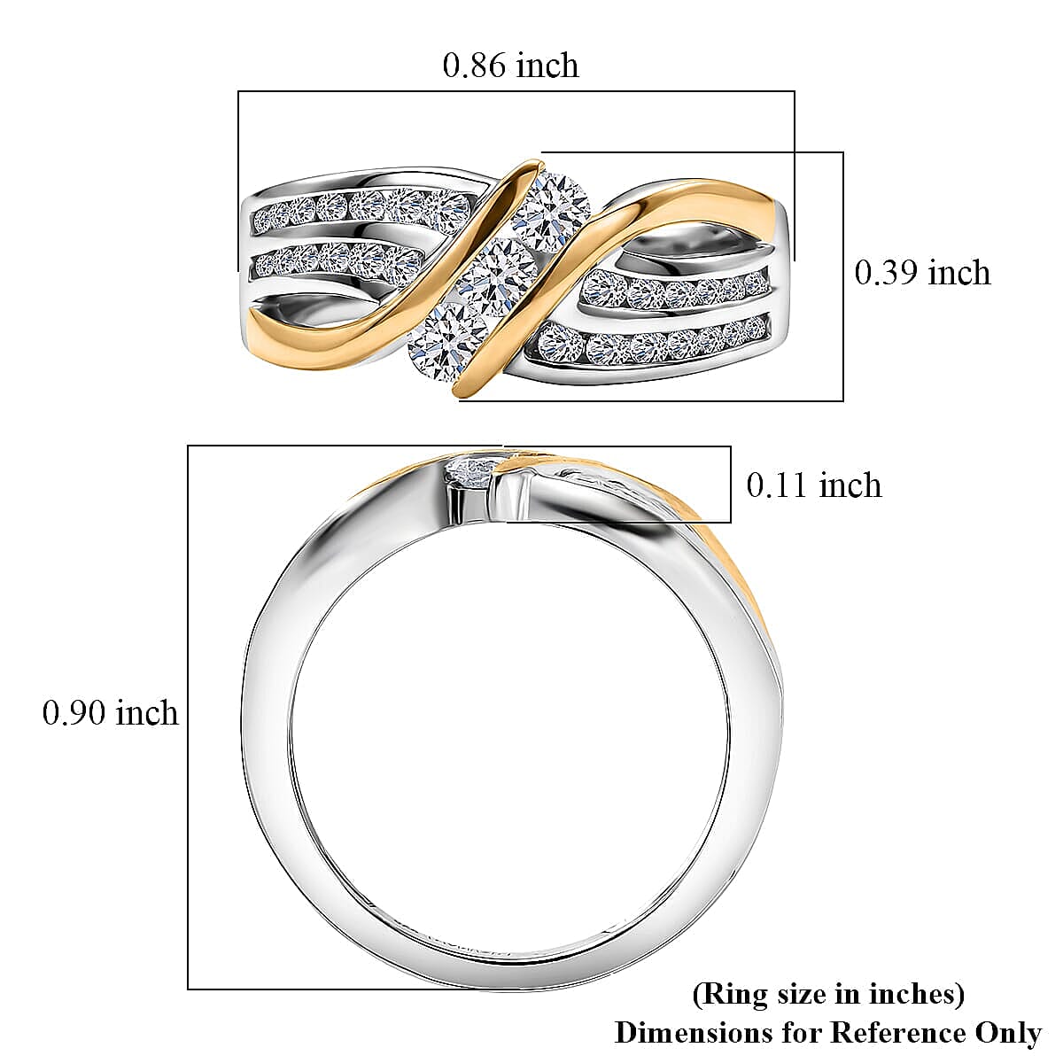 Luxuriant Lab Grown Diamond G-H SI 0.75 ctw Ring in 18K Vermeil YG and Rhodium Over Sterling Silver (Size  5.0)  (Del. In 10-12 Days) image number 5