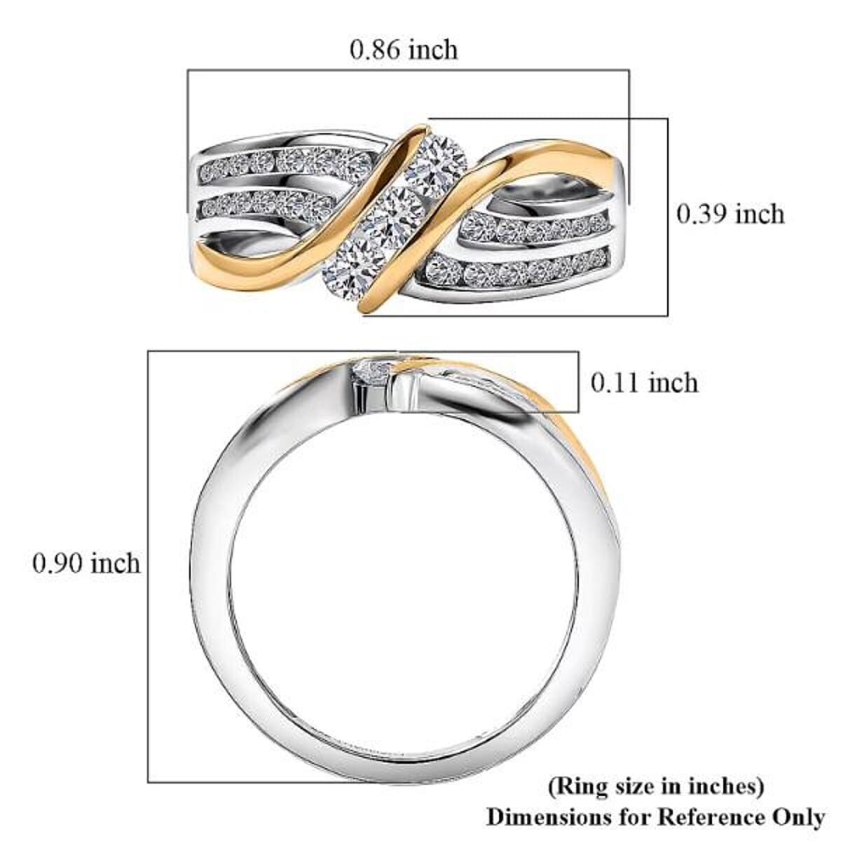 Luxuriant Lab Grown Diamond G-H SI 0.75 ctw Ring in 18K Vermeil YG and Rhodium Over Sterling Silver (Size  5.0)  (Del. In 10-12 Days) image number 6