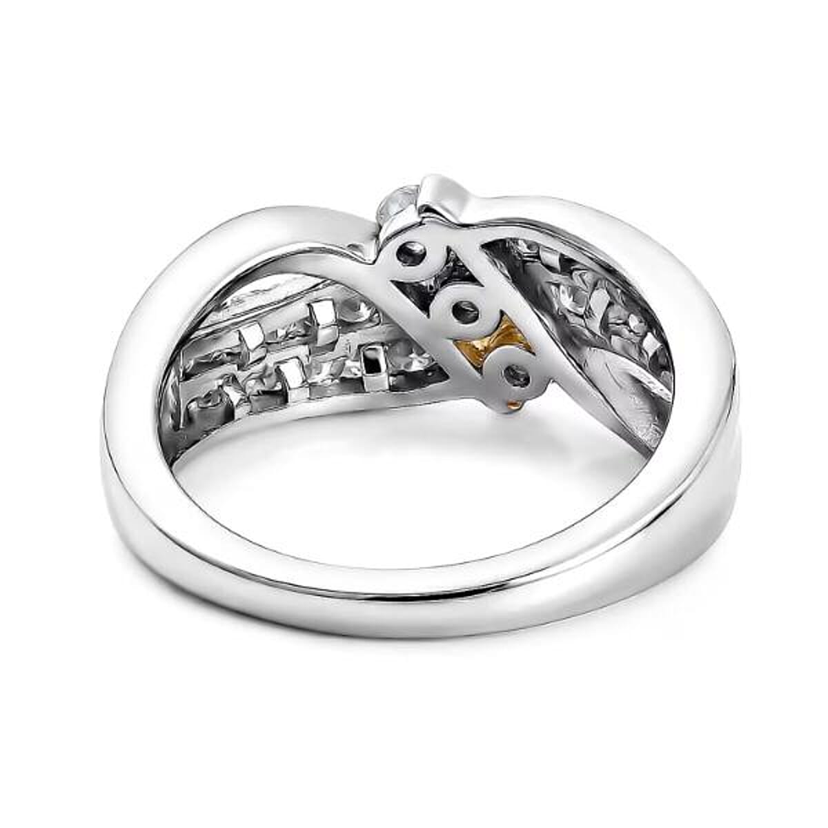 Luxuriant Lab Grown Diamond G-H SI 0.75 ctw Ring in 18K Vermeil YG and Rhodium Over Sterling Silver (Size  5.0)  (Del. In 10-12 Days) image number 7