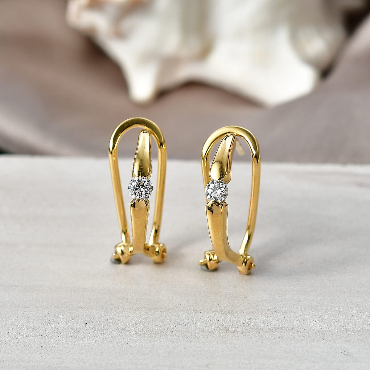 Luxuriant Lab Grown Diamond (G-H, SI) Earrings in 18K Vermeil YG Over Sterling Silver 0.30 ctw image number 1