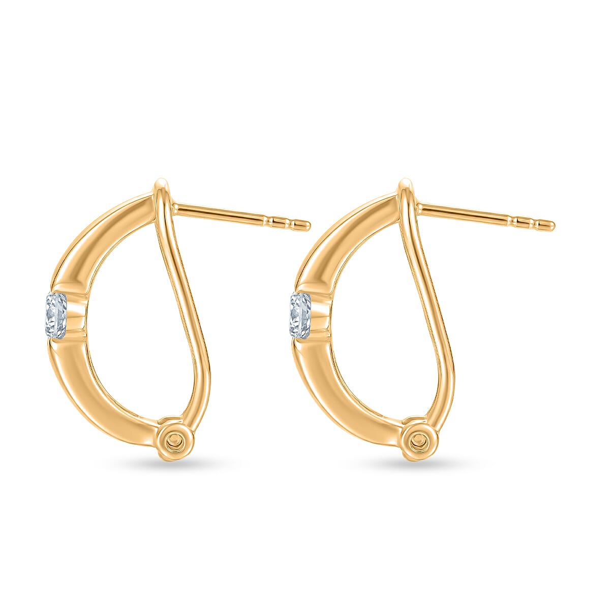 Luxuriant Lab Grown Diamond (G-H, SI) Earrings in 18K Vermeil YG Over Sterling Silver 0.30 ctw image number 3