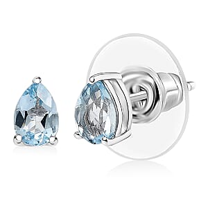 D'Joy Premium Mangoro Santo Aquamarine 0.75 ctw Earrings in Rhodium Over Sterling Silver