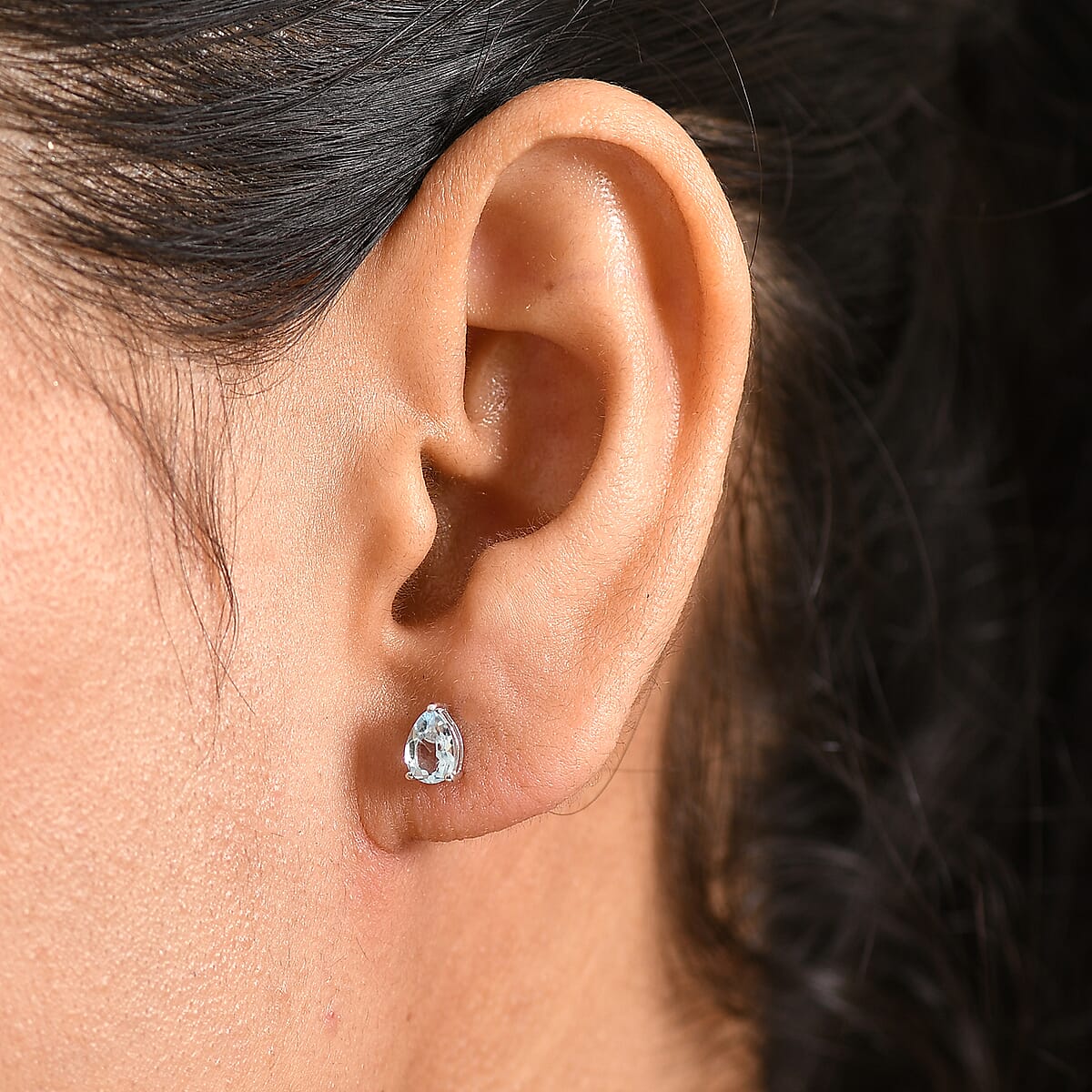 D'Joy Premium Mangoro Santo Aquamarine 0.75 ctw Earrings in Rhodium Over Sterling Silver image number 2