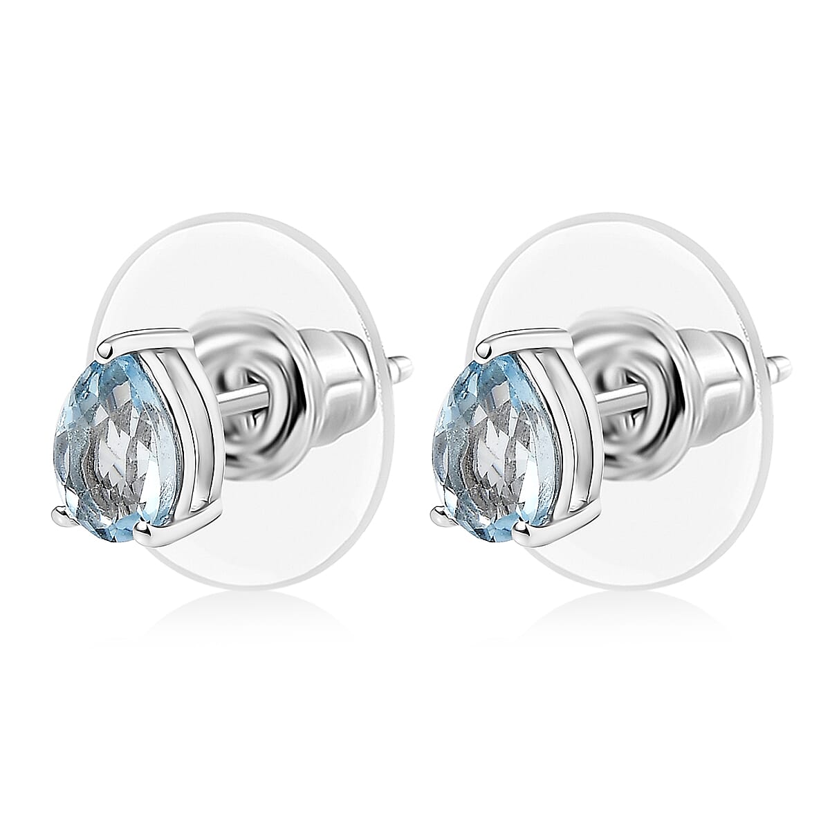 D'Joy Premium Mangoro Santo Aquamarine 0.75 ctw Earrings in Rhodium Over Sterling Silver image number 3
