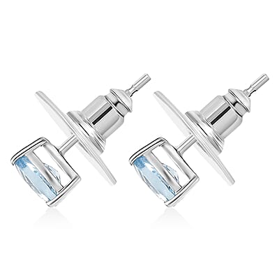 D'Joy Premium Mangoro Aquamarine 0.75 ctw Earrings in Rhodium Over Sterling Silver