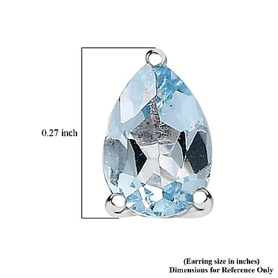 D'Joy Premium Mangoro Aquamarine 0.75 ctw Earrings in Rhodium Over Sterling Silver