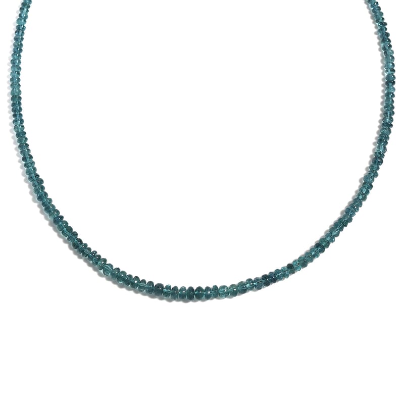 Certified & Appraised Rhapsody AAAA Monte Belo Indicolite 53.50 ctw Beaded Necklace in 950 Platinum (18-20 Inches)