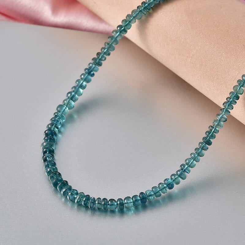 Certified & Appraised Rhapsody AAAA Monte Belo Indicolite 53.50 ctw Beaded Necklace in 950 Platinum (18-20 Inches)