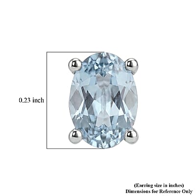 D'Joy Premium Mangoro Aquamarine 0.85 ctw Stud Earrings in Rhodium Over Sterling Silver (Del. In 8-10 Days)