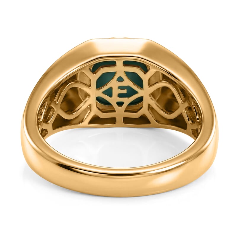 EverTrue Sleeping Beauty Turquoise and Moissanite 2.00 ctw Men's Ring in 18K YG Plated (Size 12.0)