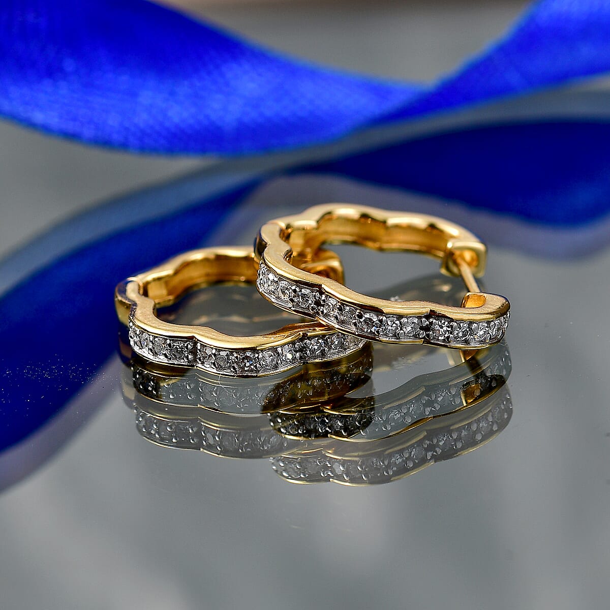 Luxuriant Lab Grown Diamond (G-H, SI) Earrings in 18K Vermeil YG Over Sterling Silver 0.30 ctw image number 1