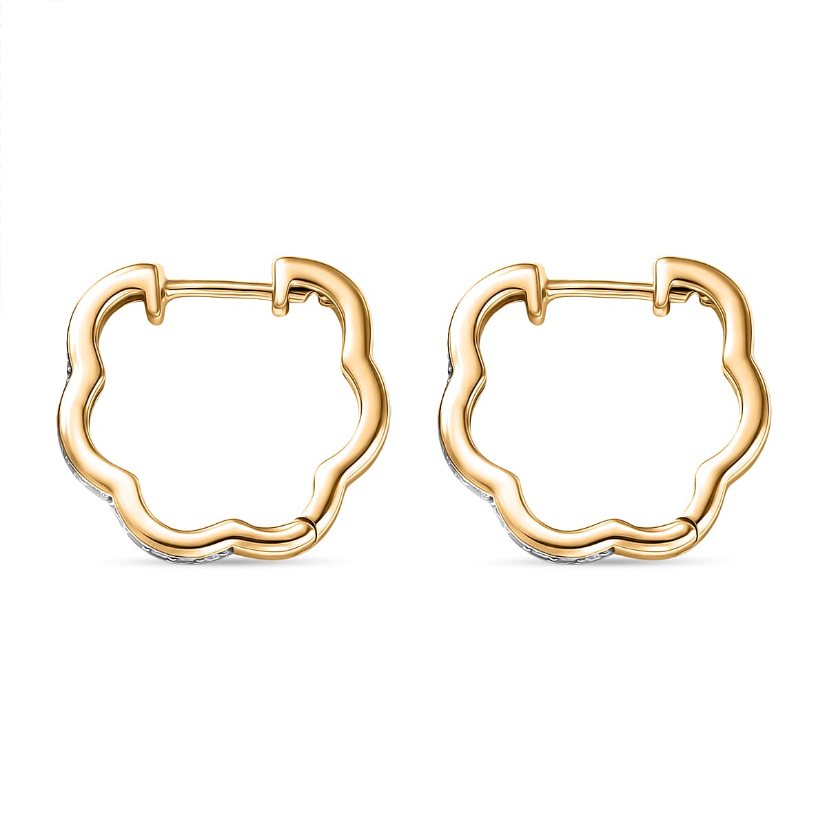 Luxuriant Lab Grown Diamond (G-H, SI) Earrings in 18K Vermeil YG Over Sterling Silver 0.30 ctw image number 3