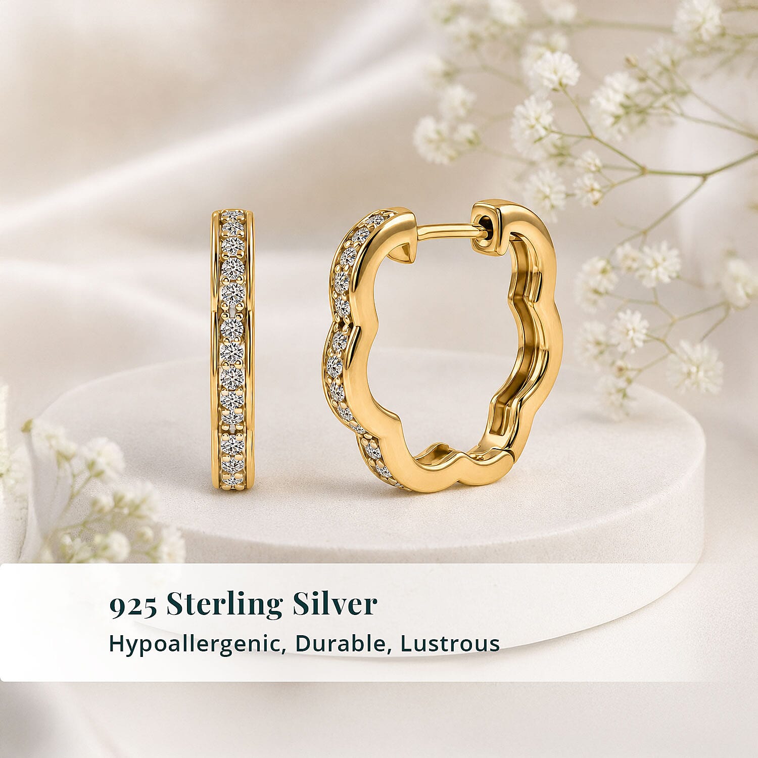 Luxuriant Lab Grown Diamond G-H SI 0.30 ctw Earrings in 18K Vermeil Yellow Gold Over Sterling Silver (Del. In 10-12 Days)