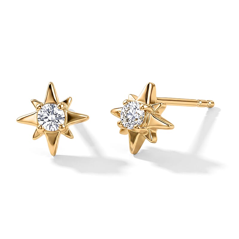 Luxuriant Lab Grown Diamond G-H SI 0.20 ctw Earrings in 18K Vermeil Yellow Gold Over Sterling Silver