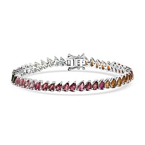 D'Joy Premium Multi-Tourmaline 8.80 ctw Shades of Life Bracelet in Rhodium Over Sterling Silver (6.50 In) (Del. In 8-10 Days)