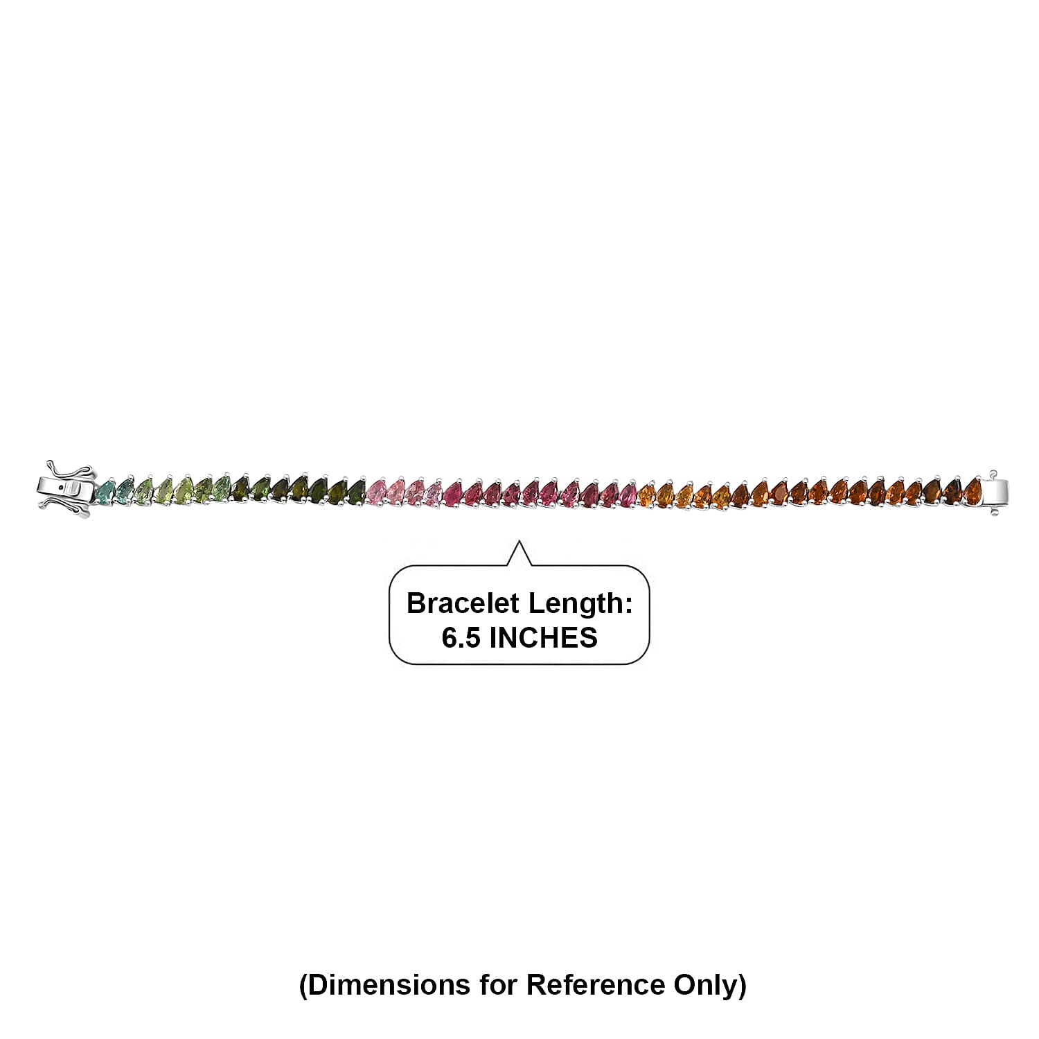 D'Joy Premium Multi-Tourmaline 8.80 ctw Shades of Life Bracelet in Rhodium Over Sterling Silver (6.50 In)