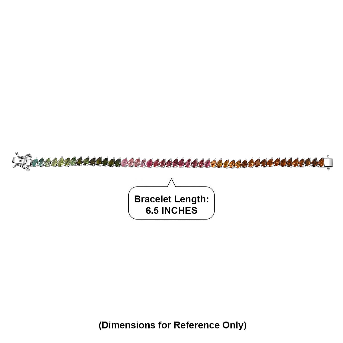 D'Joy Premium Multi-Tourmaline 8.80 ctw Shades of Life Bracelet in Rhodium Over Sterling Silver (6.50 In) (Del. In 8-10 Days) image number 4
