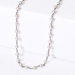 EverTrue Fresh Water Pearl Beaded Necklace in Stainless Steel 20 Inches