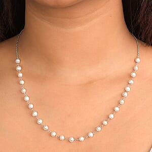 EverTrue Fresh Water Pearl Beaded Necklace in Stainless Steel 20 Inches