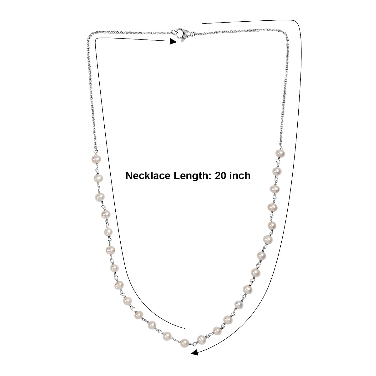 EverTrue Freshwater Pearl Beaded Necklace in Stainless Steel 20 Inches image number 5
