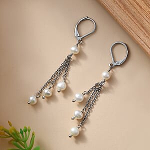 EverTrue Fresh Water Pearl Beaded Earrings in Stainless Steel