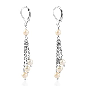 EverTrue Fresh Water Pearl Beaded Earrings in Stainless Steel