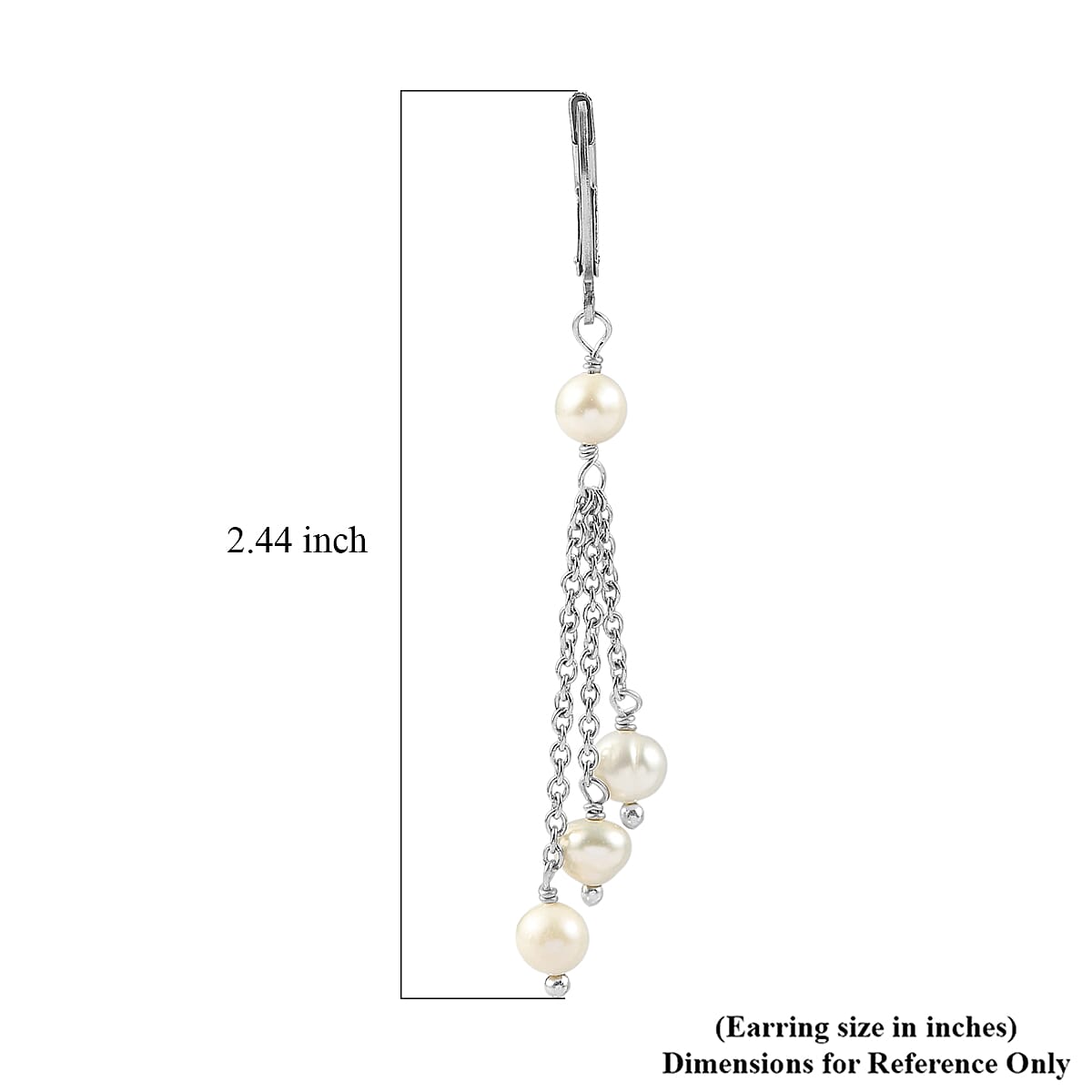 EverTrue Freshwater Pearl Beaded Earrings in Stainless Steel image number 4