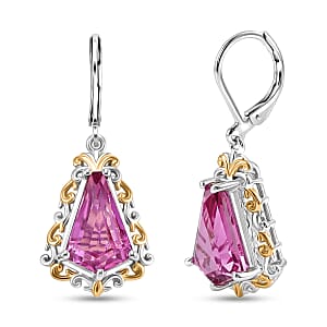 EverTrue African Lilac Quartz (Triplet) 8.00 ctw Lever Back Earrings in 18K Yellow Gold Plated and Platinum Bond